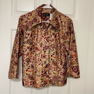 MHM Women's Elegant Floral Blazer - Red and Tan
